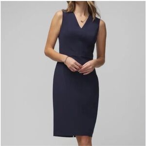 WHBM Blue Sleeveless V Neck Aura Sheath Midi Dress EUC Size 12 $160 KL